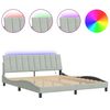 vidaXL Bed Frame with LED without Mattress "Hanko" Light Grey 183x213 cm Velvet