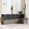 vidaXL 5 Piece Garden Sofa Set with Cushions Grey Poly Rattan