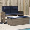 vidaXL Reclining Garden Bench with Cushions Grey Poly Rattan