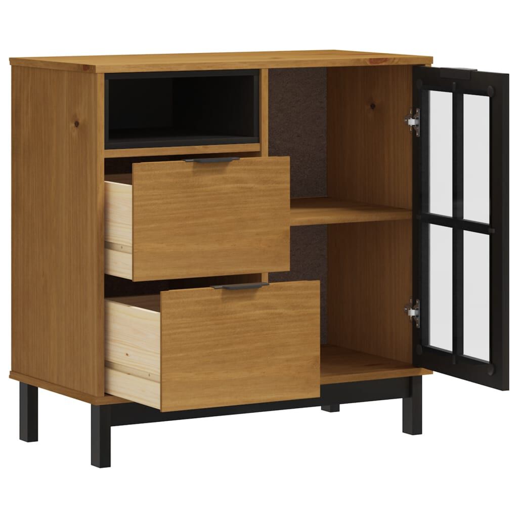 vidaXL Sideboard with Glass Door FLAM 80x40x80 cm Solid Wood Pine