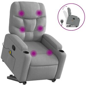 vidaXL Stand up Massage Recliner Chair Light Grey Fabric