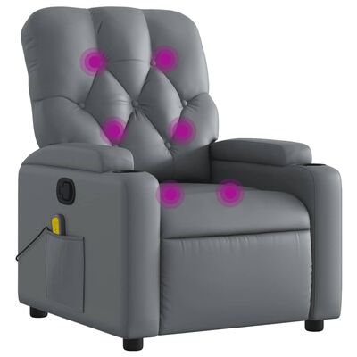 vidaXL Massage Recliner Chair Grey Faux Leather