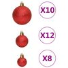 vidaXL 111 Piece Christmas Bauble Set Red Polystyrene