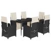 vidaXL 7 Piece Garden Dining Set with Cushions Black Poly Rattan