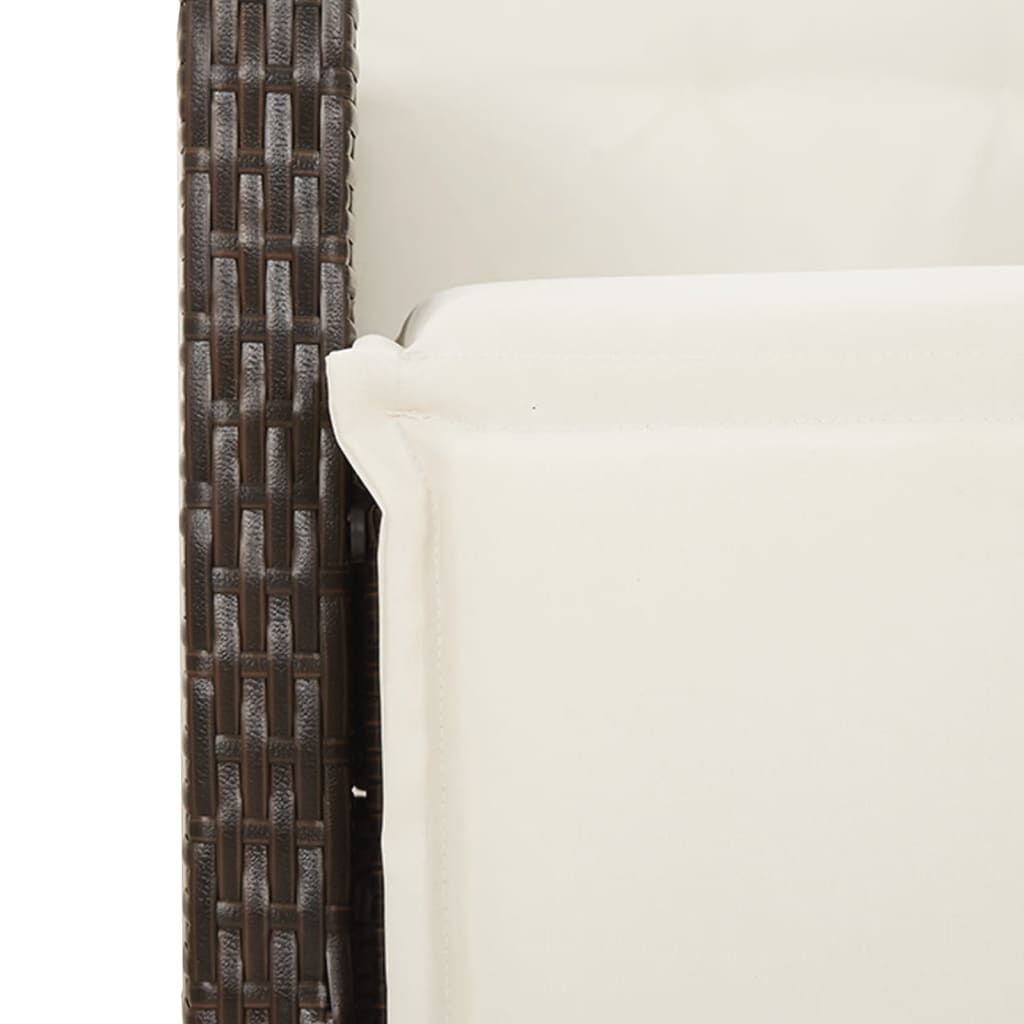 vidaXL 3 Piece Garden Dining Set with Cushions Brown Poly Rattan