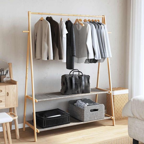 vidaXL Clothes Rack with Shelves 132x45.5x150.5 cm Bamboo