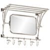 vidaXL Luggage Rack with Coat Hangers & Mirror Wall Mounted Aluminium