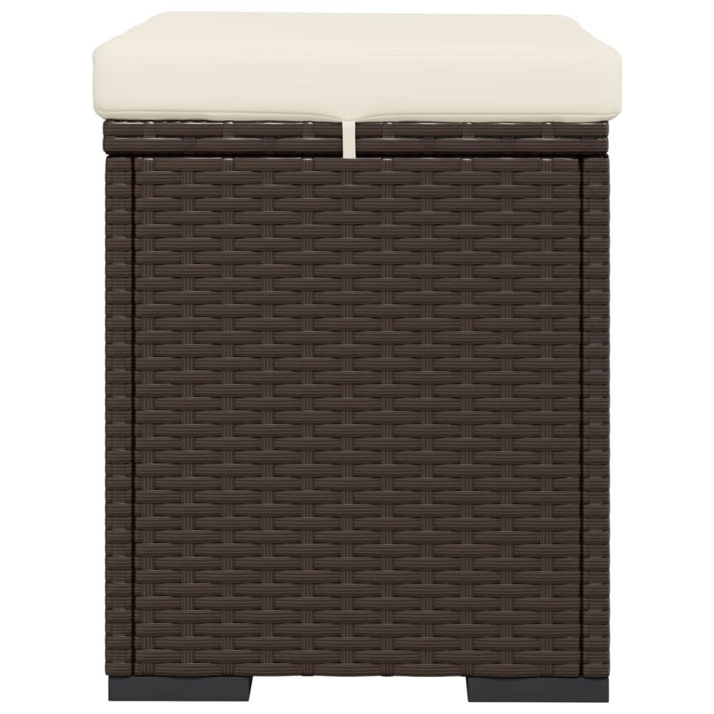 vidaXL Ottoman with Cushion Brown 40x30x40 cm Poly Rattan