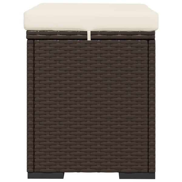 vidaXL Ottoman with Cushion Brown 40x30x40 cm Poly Rattan