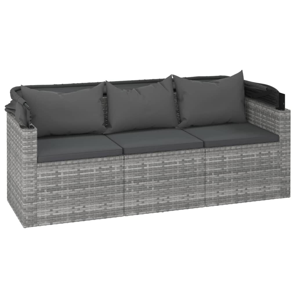 vidaXL 4 Piece Garden Sofa Set with Cushions Grey Poly Rattan