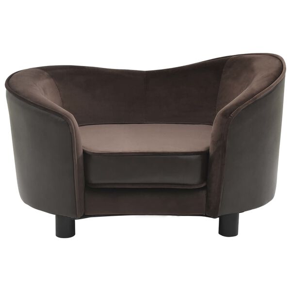 vidaXL Dog Sofa Brown 69x49x40 cm Plush and Faux Leather
