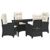 vidaXL Garden Dining Set with Cushion 5 pcs Black Poly Rattan
