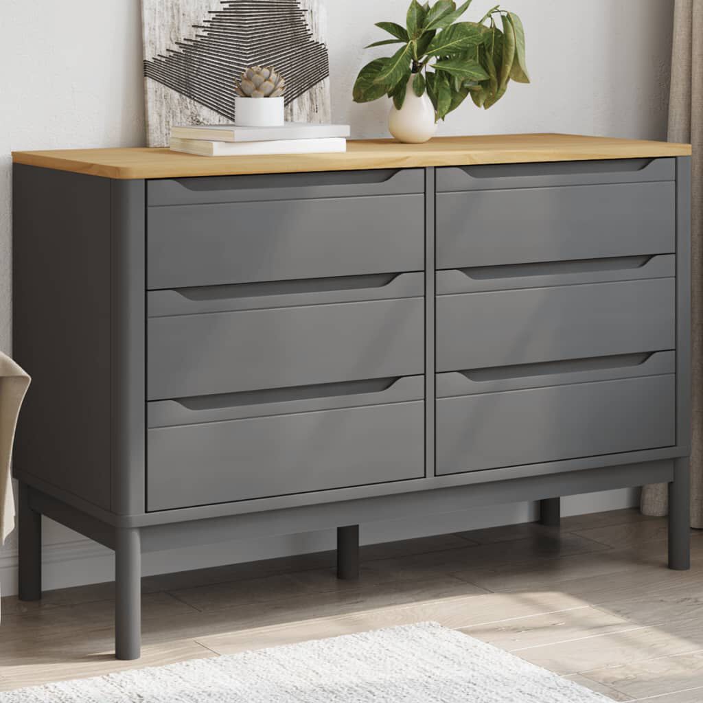 vidaXL Chest of Drawers FLORO Grey Solid Wood Pine