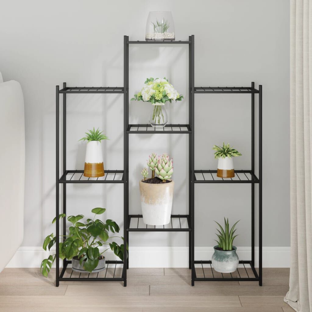 vidaXL Flower Stand 83x25x100 cm Black Iron