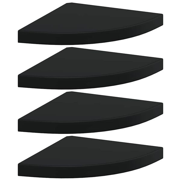 vidaXL Floating Corner Shelves 4 pcs Black 35x35x3.8 cm MDF