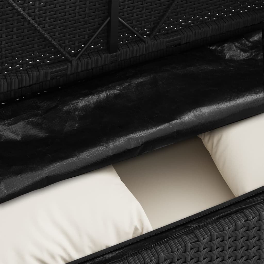 vidaXL Garden Bench with Cushions Black Poly Rattan
