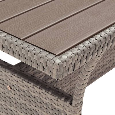 vidaXL Garden Table Grey 120x70x66 cm Poly Rattan