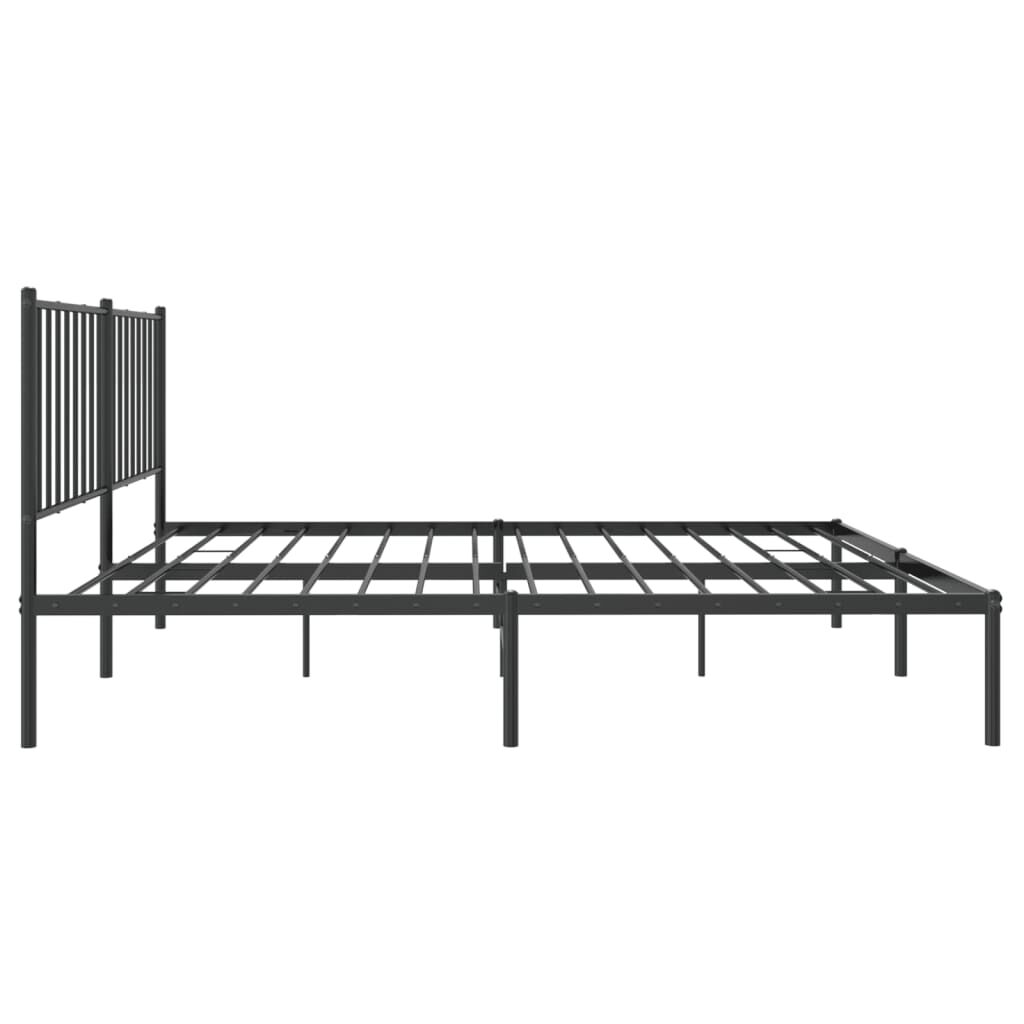vidaXL Metal Bed Frame without Mattress with Headboard Black 135x190cm