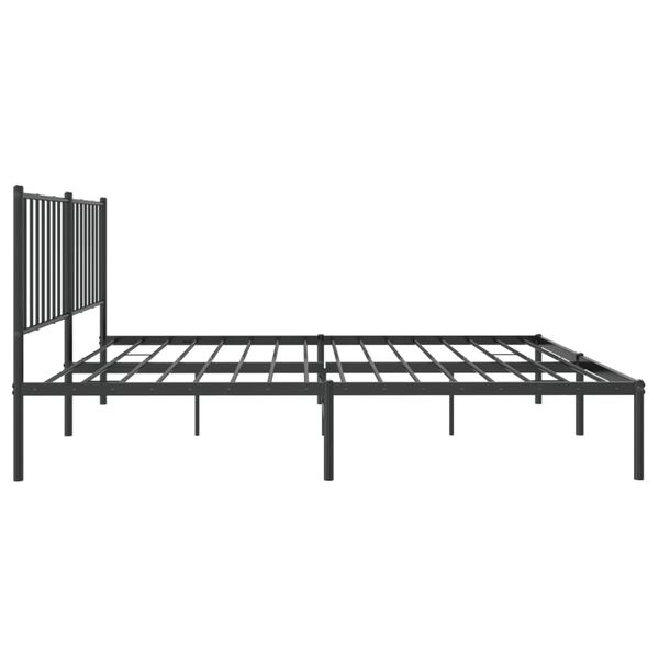 vidaXL Metal Bed Frame without Mattress with Headboard Black 135x190cm