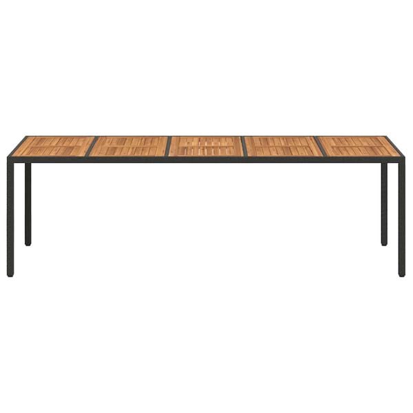 vidaXL Garden Dining Table Black 250 x 100 x 75 cm Poly rattan
