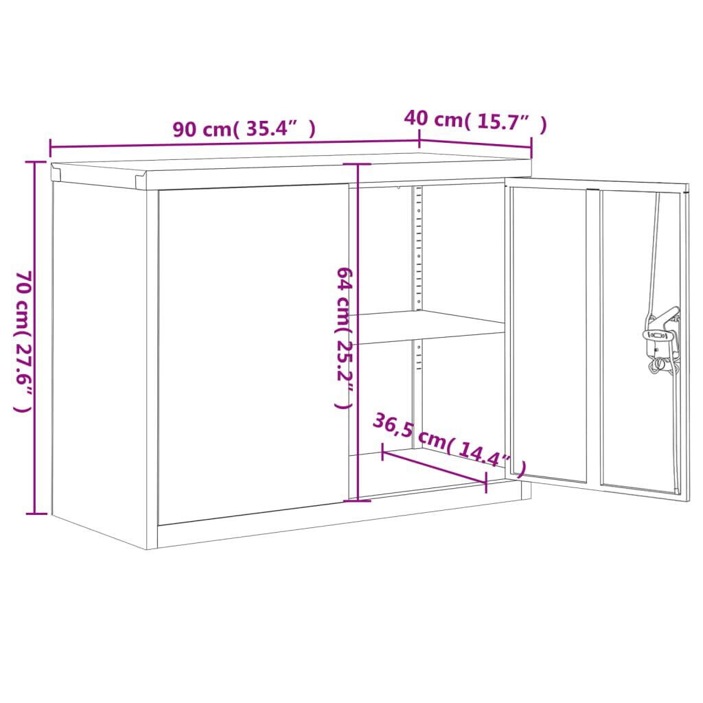 vidaXL File Cabinet Light Grey 90x40x110 cm Steel