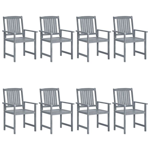vidaXL Garden Chairs with Cushions 8 pcs Solid Acacia Wood Grey