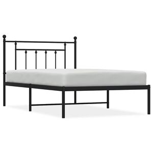 vidaXL Metal Bed Frame without Mattress with Headboard Black 100x200cm