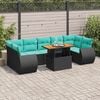 vidaXL 8 Piece Garden Sofa Set with Cushions Black Poly Rattan