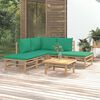 vidaXL 6 Piece Garden Lounge Set with Green Cushions Bamboo