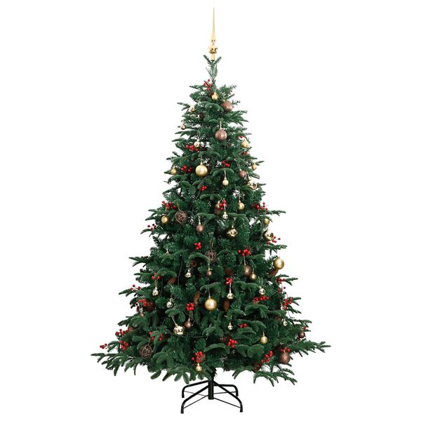 vidaXL Artificial Hinged Christmas Tree 300 LEDs & Ball Set 180 cm