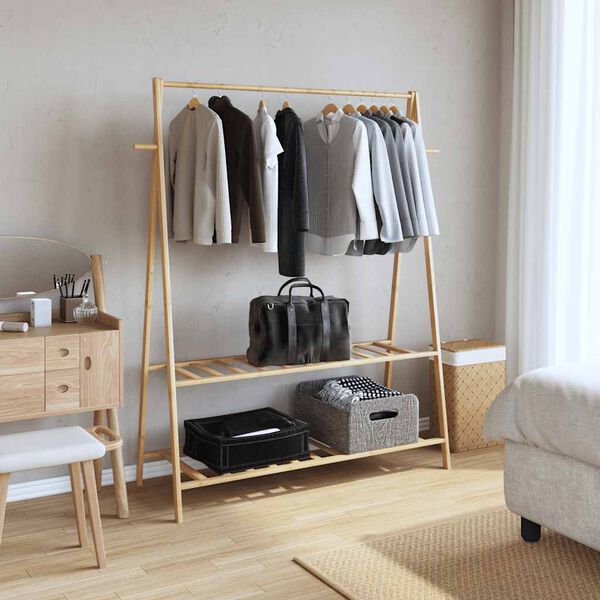 vidaXL Clothes Rack with Shelves 132x45.5x150.5 cm Bamboo