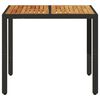 vidaXL Garden Table with Acacia Wood Top Black 90x90x75 cm Poly Rattan