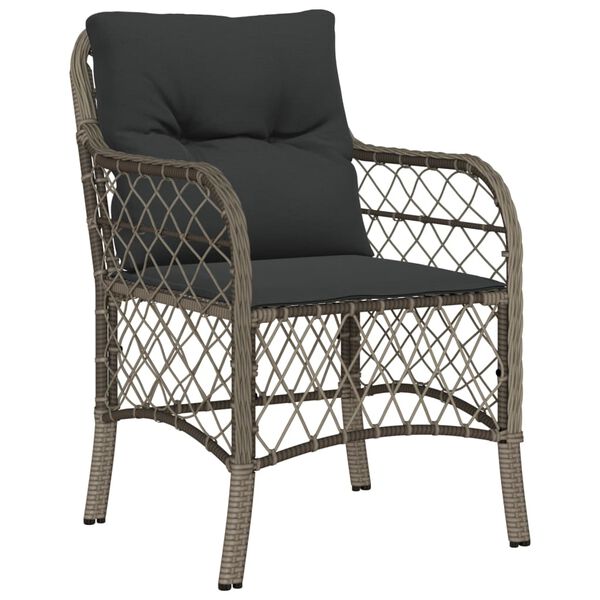 vidaXL Garden Chairs with Cushions 2 pcs Grey Poly Rattan