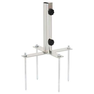 vidaXL Parasol Base with Ground Spikes for &Oslash;32-38 mm Silver Steel