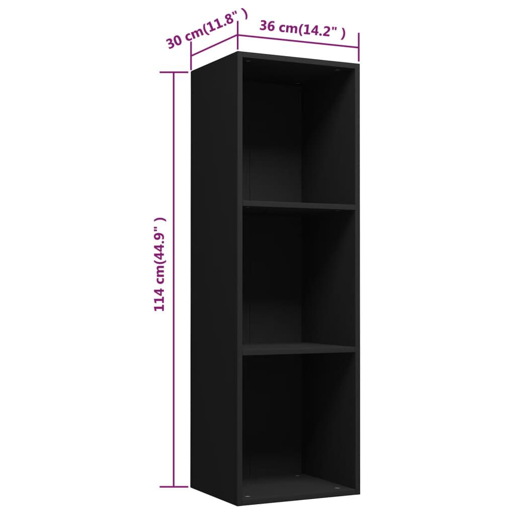 vidaXL Book Cabinet/TV Cabinet Black 36x30x114 cm Engineered Wood