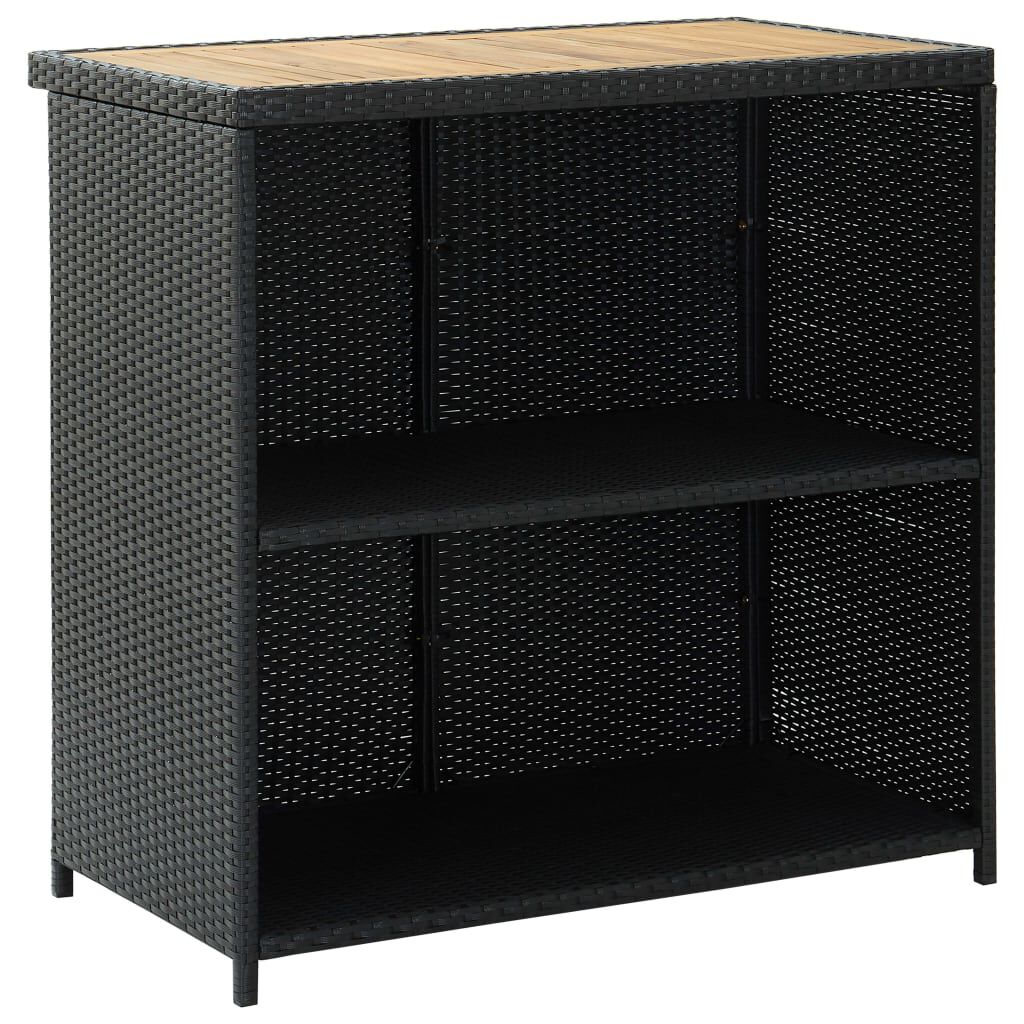 vidaXL 3 Piece Bar Set Poly Rattan Black