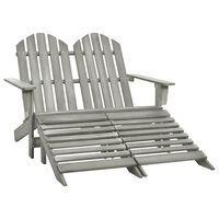 vidaXL 2-Seater Garden Adirondack Chair&Ottoman Fir Wood Grey