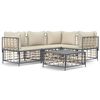 vidaXL 5 Piece Garden Lounge Set with Cushions Anthracite Poly Rattan