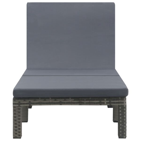 vidaXL Sun Lounger with Cushion Poly Rattan Anthracite