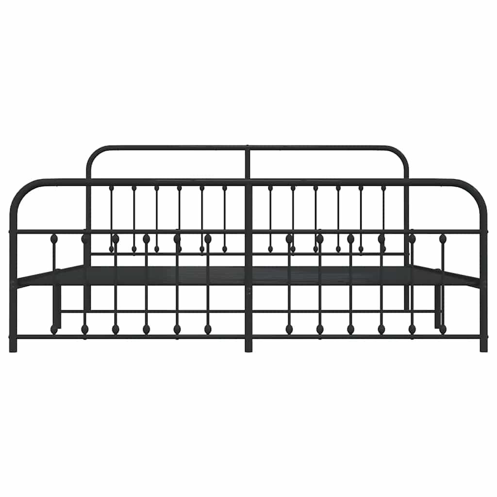 vidaXL Metal Bed Frame without Mattress with Footboard Black 193x203cm