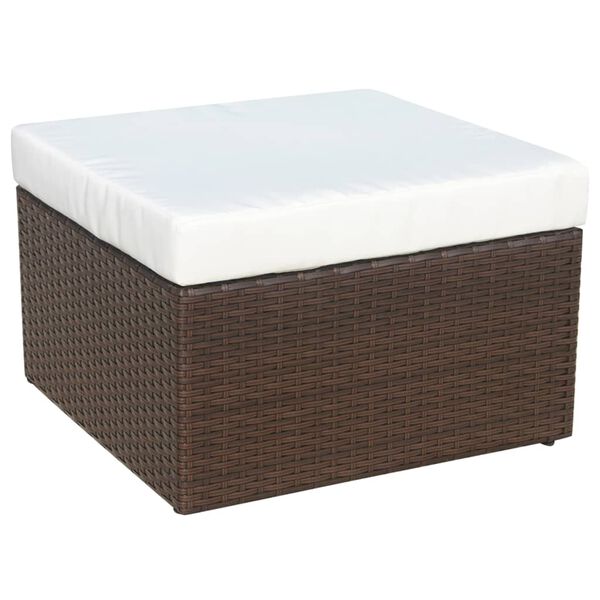 vidaXL Garden Chair with Stool Poly Rattan Brown