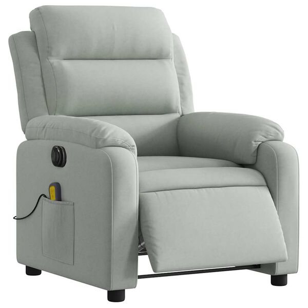 vidaXL Electric Massage Recliner Chair Light Grey Velvet