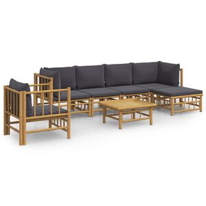 vidaXL 7 Piece Garden Lounge Set with Dark Grey Cushions Bamboo