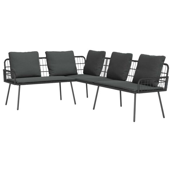 vidaXL L-Shaped Sofa Black 231x173x78 cm Poly Rattan
