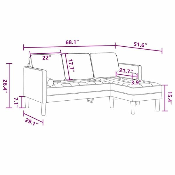 vidaXL Sofa Set Black 173 x 131 x 67 cm Fabric