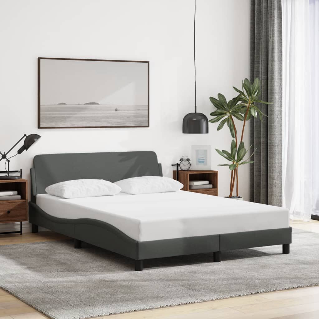 vidaXL Bed Frame without Mattress Dark Grey 137x187 cm Double Fabric