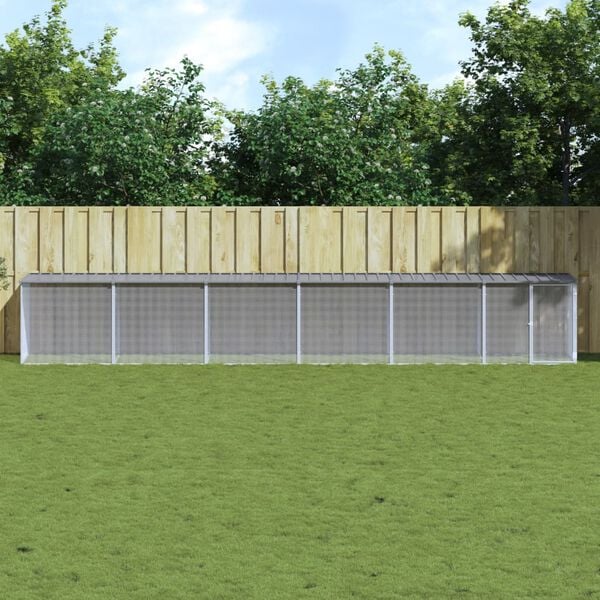 vidaXL Chicken Cage with Roof Light Grey 603x98x90 cm Galvanised Steel