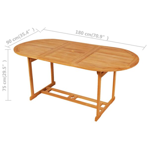 vidaXL 7 Piece Garden Dining Set Solid Teak Wood