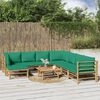 vidaXL 9 Piece Garden Lounge Set with Green Cushions Bamboo