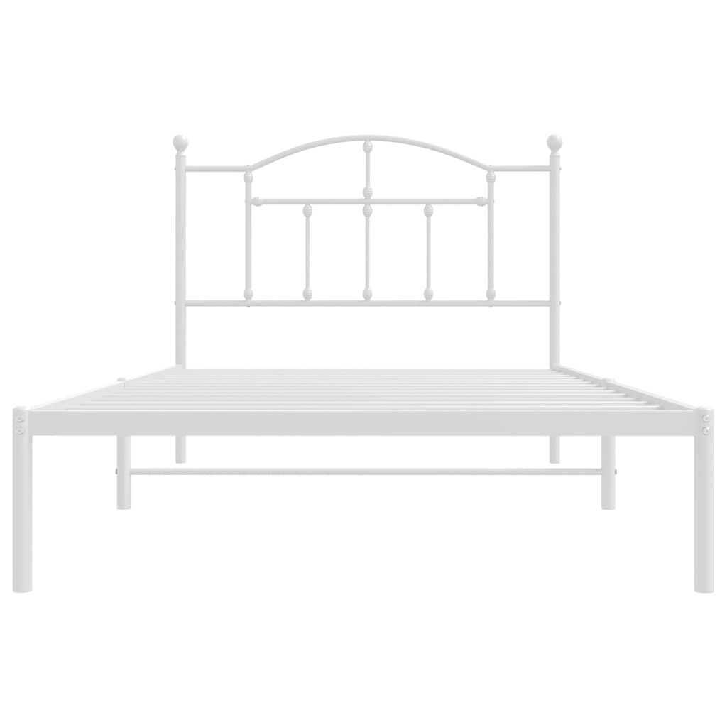 vidaXL Metal Bed Frame without Mattress with Headboard White 100x200cm